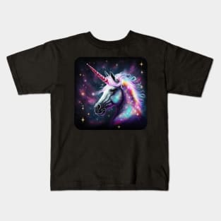 Cool Glittery Space Unicorn Kids T-Shirt